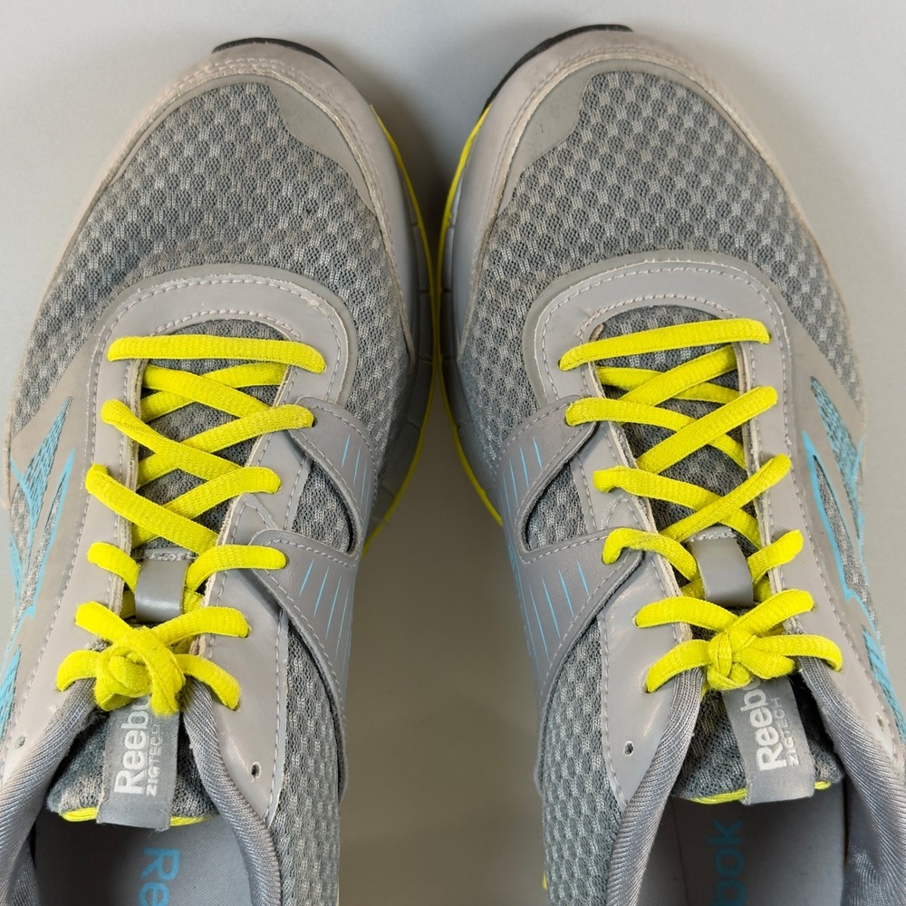 Reebok ZigTech H Strap Womens 9 Workout Shoes Gray Yellow Lace Low Train Sneaker - Picture 7 of 16